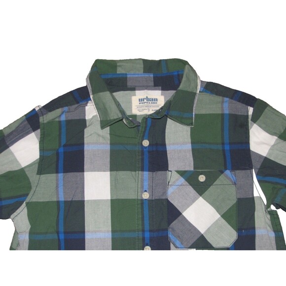 Urban Pipeline Green Plaid Long Sleeve Button Down Shirt Youth Size XL 18/20 - Picture 2 of 3